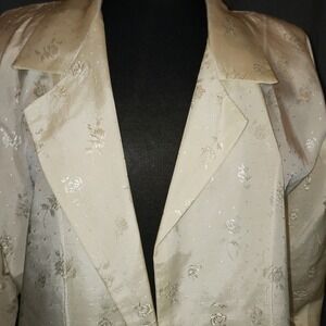 Vintage Cream Floral Brocade‎ Blazer Jacket Small